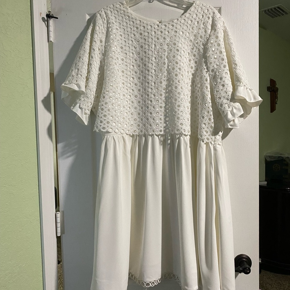 English Factory Ivory womens Dress with Textured Design